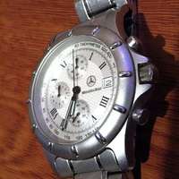 Mercedes Benz 平治(Car Brand) Chronograph WATCH 三針銀帶銀面男錶