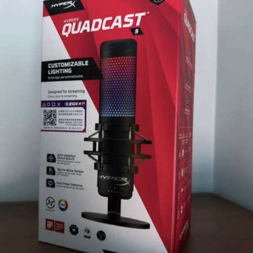 HyperX Quadcast S RGB USB電容式麥克風(黑色) + NZXT Boom Arm 低雜訊麥克風支架
