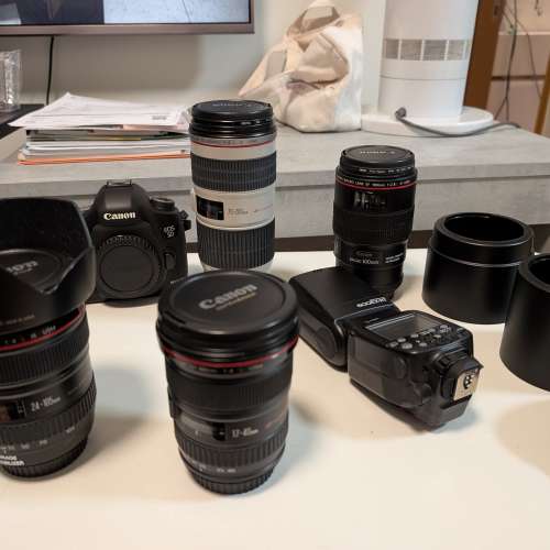 Canon 單反+4EF 紅圈鏡+閃光燈
