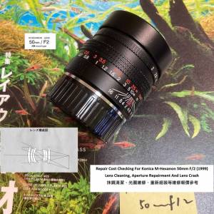 Repair Cost Checking For Konica M-Hexanon 50mm F/2 (1999) Lens Cleaning