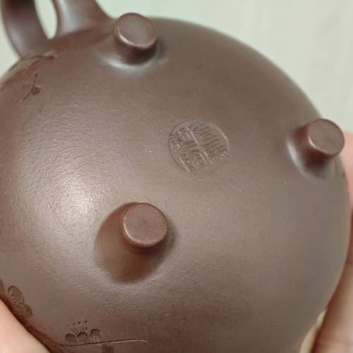 紫泥 半手工 三足鼎 紫砂壶 135cc 茶壺