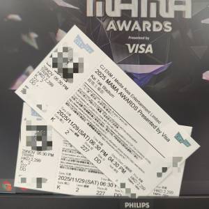 現票 2025 MAMA Awards 音樂頒獎禮2025香港 29/11(六) $2299 2連
