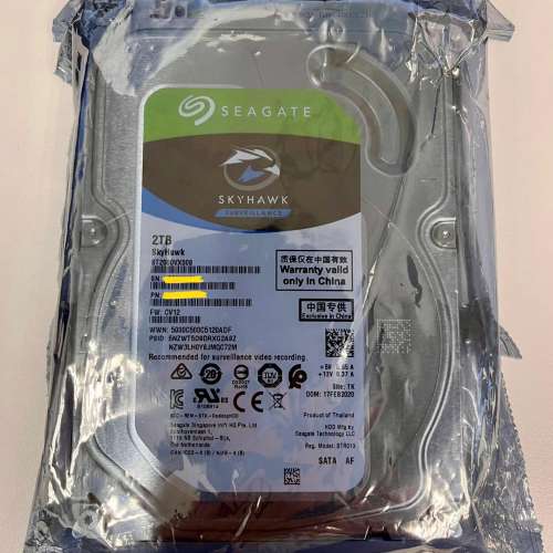 Seagate 2TB 容量，100%全新未開封，3.5吋，SATA ST2000VX008