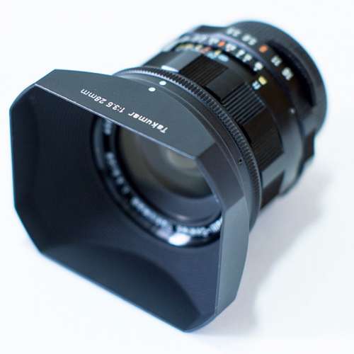 (M42) Pentax Super-Takumar 28mm f3.5 廣角鏡 95%New 連原裝方形金屬 Hood 遮光罩