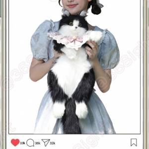 童話擼貓奶牛貓手工毛絨仿真背包