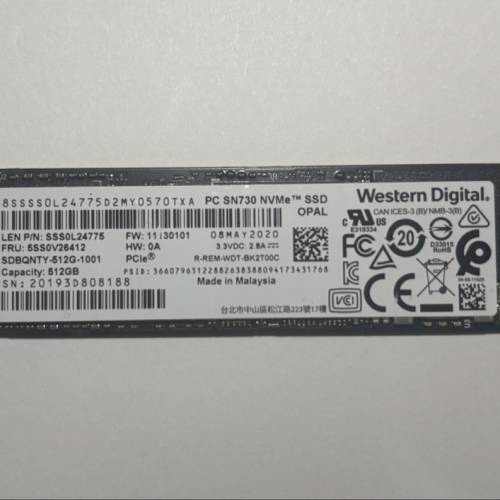 Western Digital WD SN730 512GB m.2 nvme PCIe 3.0 SSD