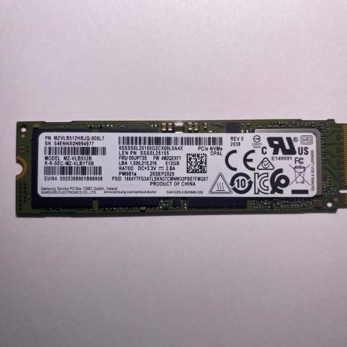 Samsung PM981a 512GB m.2 nvme PCIe 3.0 SSD