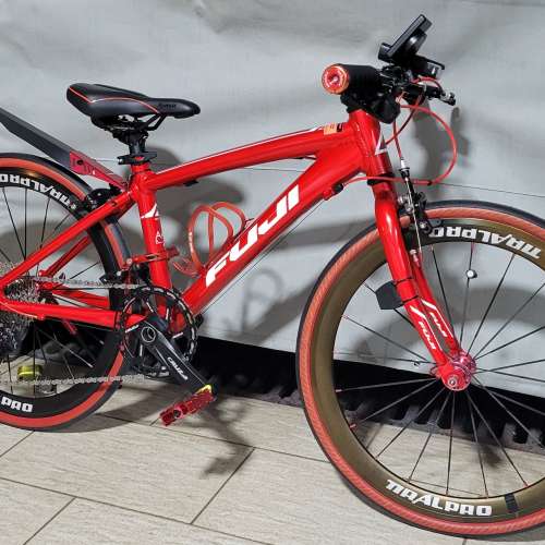 FUJI ACE 451 絕版紅色全改單車 合110cm-130cm高小朋友 已清洗傳動及加鏈油和調波，...