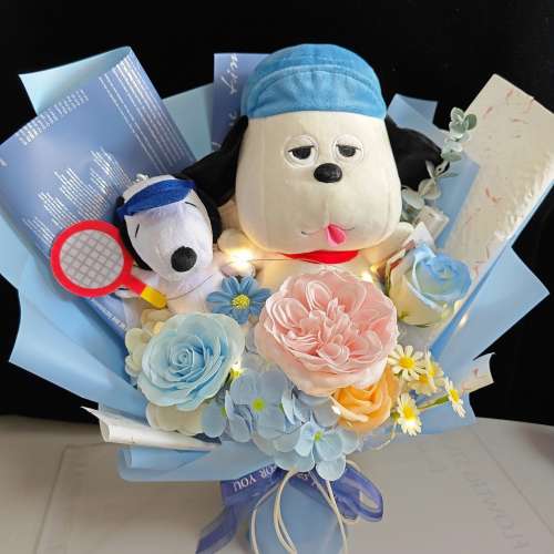 睇下文⭕️《獨家原創·專業花藝師用心製作》snoopy & olaf bouquet 史努比花束 史...