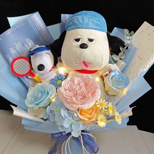 睇下文⭕️《獨家原創·專業花藝師用心製作》snoopy & olaf bouquet 史努比花束 史...