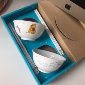 🍚🥢 Winnie The Pooh Ceramic Bowl Chopsticks Set NEW 全新 全新 陶瓷碗 🍚 筷子...