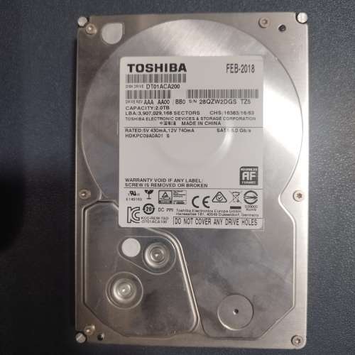 Toshiba 2TB SATA 3.5 HDD Harddisk