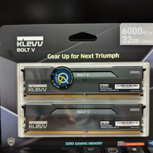 全新Klevv Bolt 32GB (2x16GB) DDR5 6000Mhz CL28