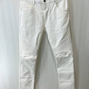 100%全新 日本潮牌 MANIERA Biker Jeans 男裝牛仔褲 純白 M碼 Smart Casual