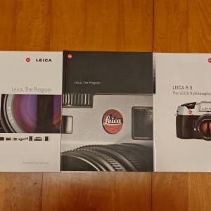 3 books: Leica the program 8/98 and 07/2001, Leica R8 philosophy in perfection