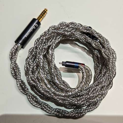 Hakugei 大馬士革 銀線 8 絞 pentaconn ofc4.4 出 0.78 bispa 鍍銀 瞬態 低音極彈性...