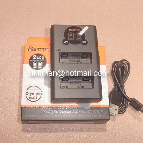 BLS1 BLS-1 BLS5 BLS-5 BLS-50 USB雙位充電器合Olympus E-PL9,E-M10,OM SYSTEM OM-5...