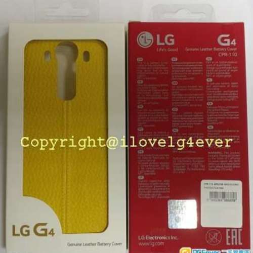 全新原廠韓製LG G4 CPR-110活力黃真皮電池背蓋 適合F500 H815 H818, H815T, H818N,...