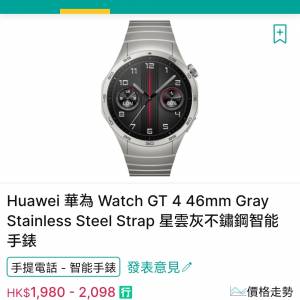 Huawei Watch GT 4 46mm 罕有灰色不鏽鋼錶帶