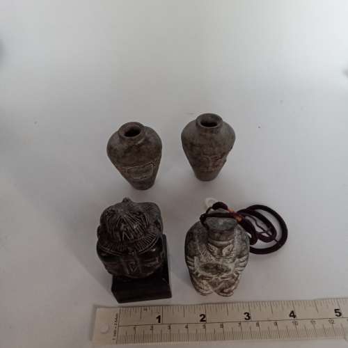 清理古舊存貨平售。一手四件古玉花瓶/印章/貴人手把件，共售500元，單一件250元。n...