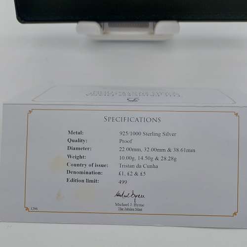 2017 年 5 英鎊、2 英鎊、1 英鎊特里斯坦達庫尼亞銀幣盒套裝/限量發行只有499套