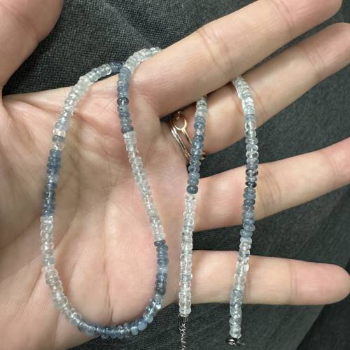 天然漸變海藍寶石頸鍊