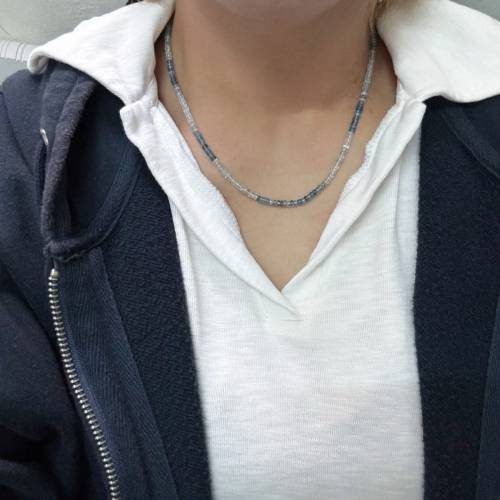 天然漸變海藍寶石頸鍊