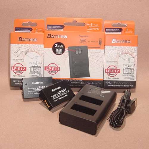 ( 2x LP-E17電池 連 1x LPE17 USB雙位充電器 )優惠套裝合Canon PowerShot V1,EOS R...