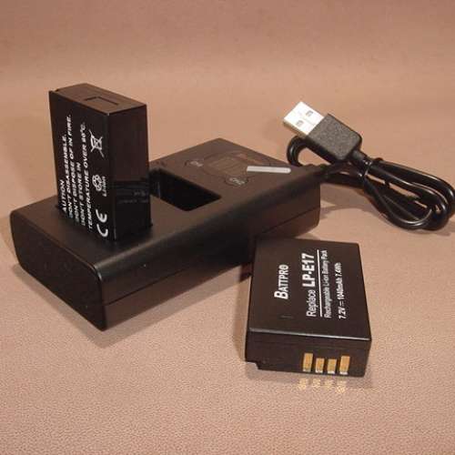 ( 2x LP-E17電池 連 1x LPE17 USB雙位充電器 )優惠套裝合Canon PowerShot V1,EOS R...