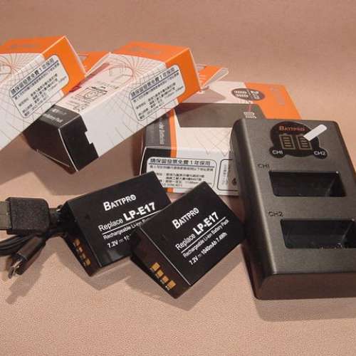 ( 2x LP-E17電池 連 1x LPE17 USB雙位充電器 )優惠套裝合Canon PowerShot V1,EOS R...