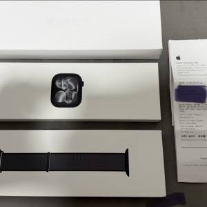 Apple Watch S11 - 46mm 亮黑色鋁金屬, GPS版, 配深灰色編制布料錶帶, 99.99%New