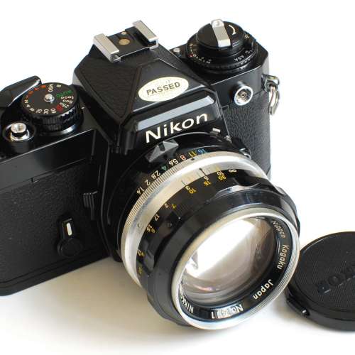 Nikon FE Black Body with Nikon 5.8cm 58mm F1.4 * PAT PEND *