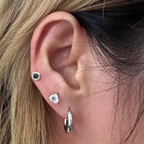 18K金海藍寶石耳釘