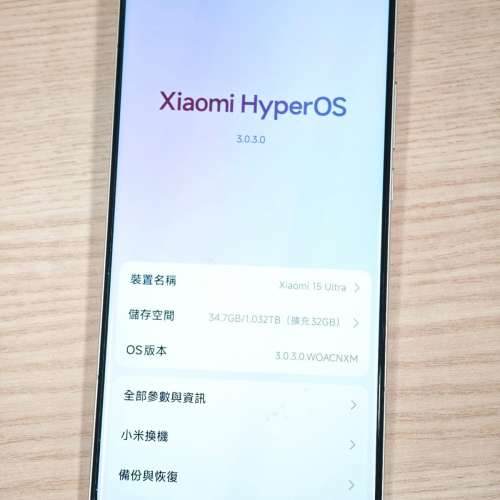 90%新 小米 15 Ultra 16+1TB 水貨國行 銀黑色 Leica 四鏡頭 15Ultra 連Fotogear金屬...