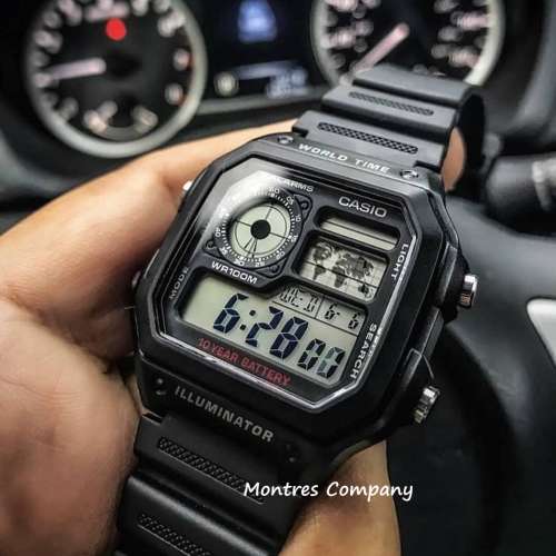 Montres Company 香港註冊公司(32年老店) 卡西歐 CASIO 世界地圖 十年電池壽命 黑...