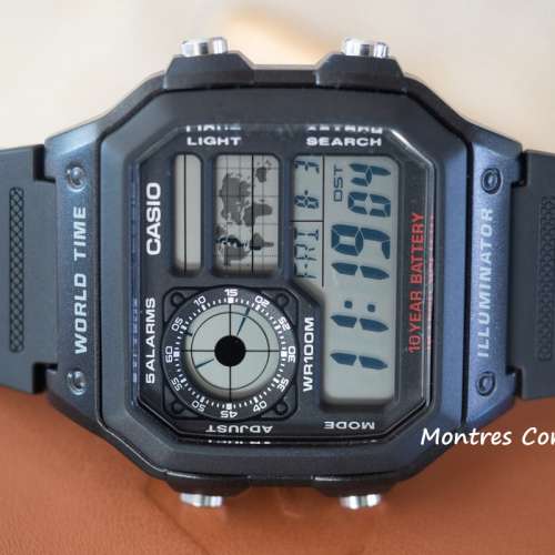 Montres Company 香港註冊公司(32年老店) 卡西歐 CASIO 世界地圖 十年電池壽命 黑...