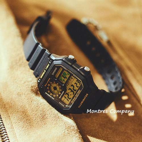 Montres Company 香港註冊公司(32年老店) 卡西歐 CASIO 100米防水 十年電池壽命 黑...