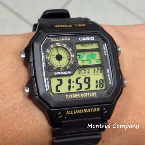 Montres Company 香港註冊公司(32年老店) 卡西歐 CASIO 100米防水 十年電池壽命 黑...