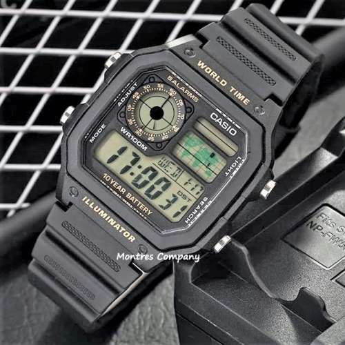 Montres Company 香港註冊公司(32年老店) 卡西歐 CASIO 100米防水 十年電池壽命 黑...