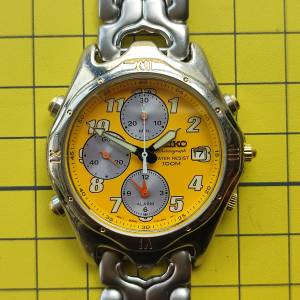 * 極罕有 * 精工响鬧、兩地時間、計時石英錶 seiko 7T32-6G90