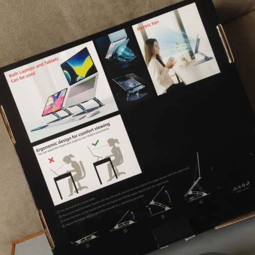 💻 Macbook Stand Notebook Computer Adjustable Portable Aluminium Fan Light USB-C