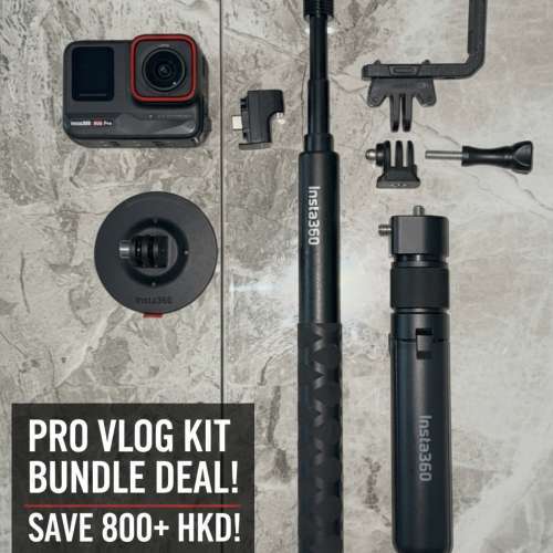 Insta360 Ace Pro: PRO VLOGGING KIT | 512GB Card, Mic Adapter, Invisible Stick
