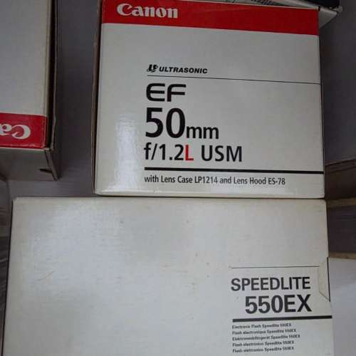 有盒全套Canon 1Dx, 50/1.2L, 24-70/2.8L, 24-105/4.0L, 70-200/2.8L, 550EX