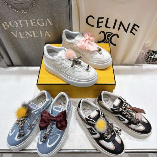 芬迪 2025ss新款 First 1系列网面系带厚底休闲运动鞋