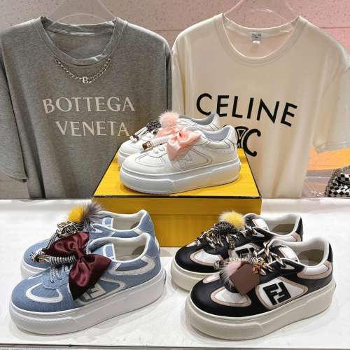 芬迪 2025ss新款 First 1系列网面系带厚底休闲运动鞋