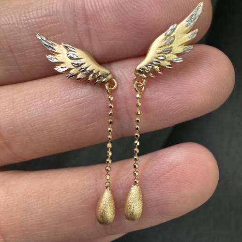 18k金天使之翼🪽雙色進口工藝耳環（耳釘）