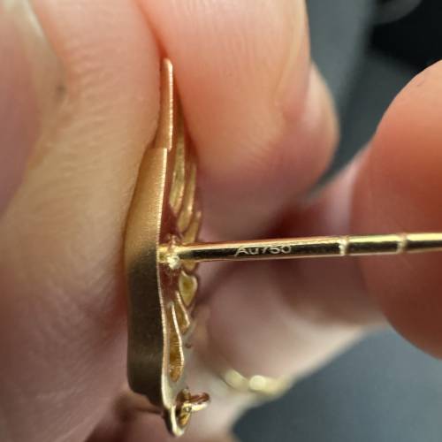 18k金天使之翼🪽雙色進口工藝耳環（耳釘）