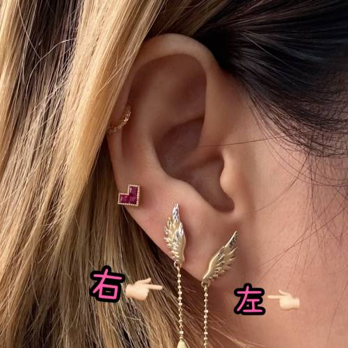 18k金天使之翼🪽雙色進口工藝耳環（耳釘）