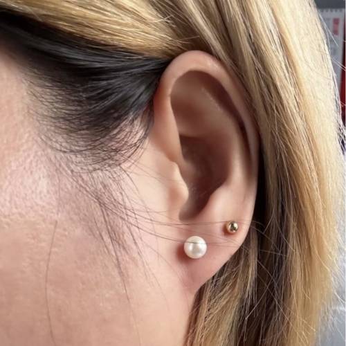 18k金天然淡水珍珠耳釘