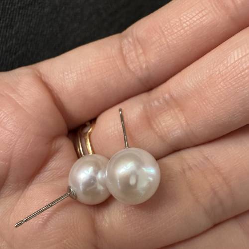 天然淡水珍珠耳釘925銀針